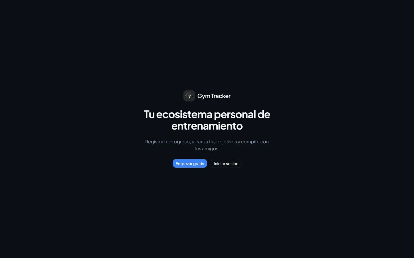 Captura de la web de Gym Tracker